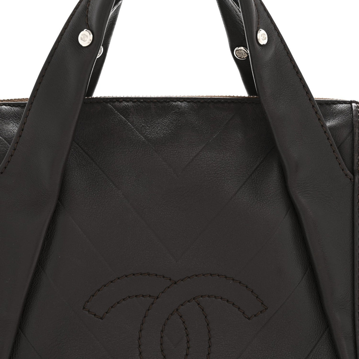 Calfskin Chevron CC All Day Long Boston Brown