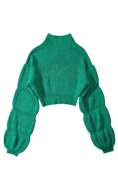 Loose Turtleneck Puff Sleeve Thick Sweater