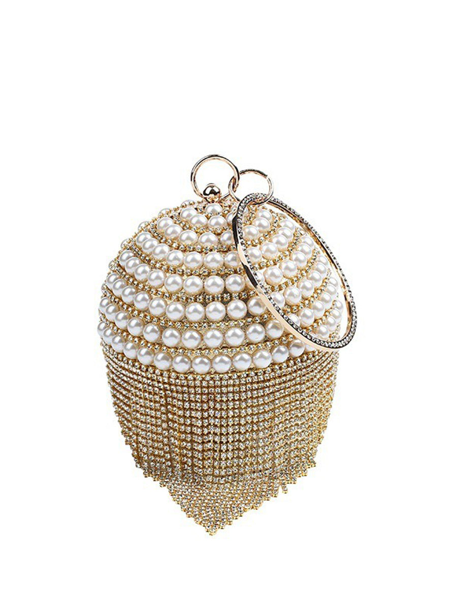 Gianna Large Pearl Tassel Round Bag