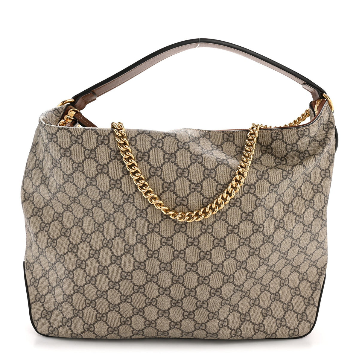 GG Supreme Monogram Large Linea A Hobo Light Brown