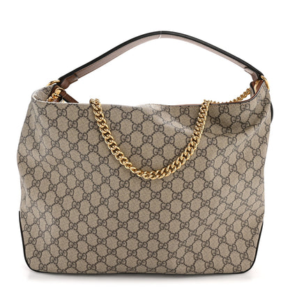 GG Supreme Monogram Large Linea A Hobo Light Brown