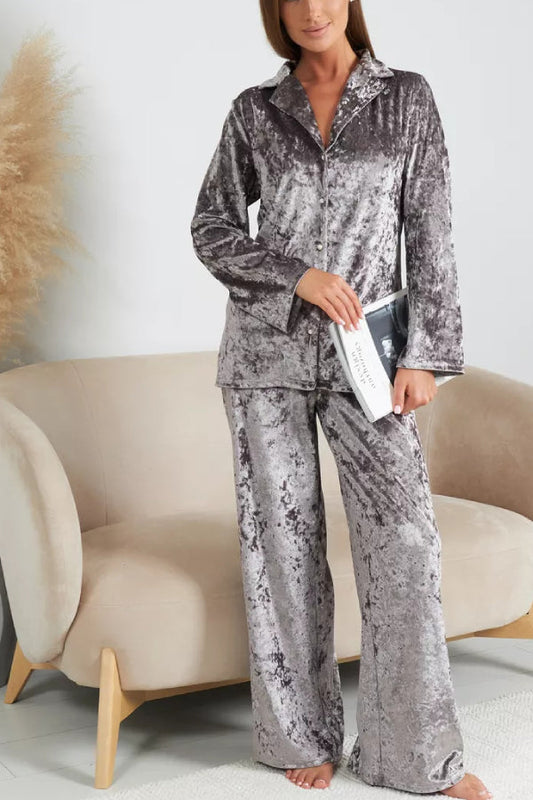 Velvet Home Service Long -sleeved Trousers Two -piece Suit