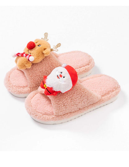 Soft Plush Fleece Open Toe Indoor Slippers