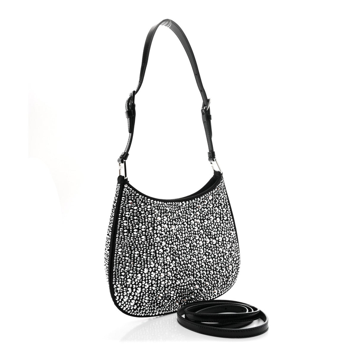 Satin Crystal Cleo Adjustable Strap Shoulder Bag Metal