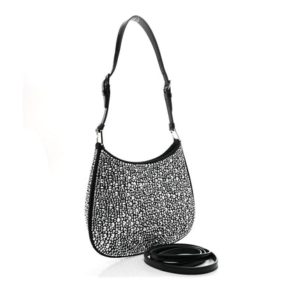 Satin Crystal Cleo Adjustable Strap Shoulder Bag Metal