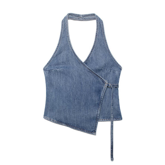Vesty - Denim Halter Neck Top - Summer Chic