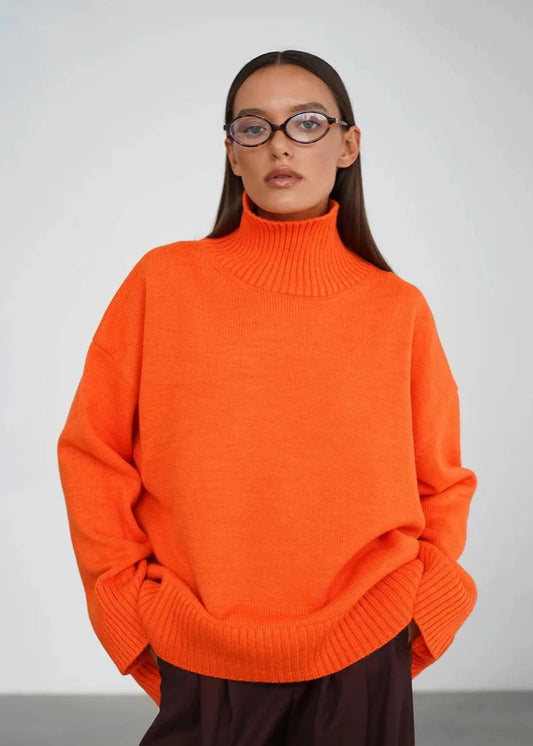 Oversized Knit Sweater Soft Fabric Turtleneck
