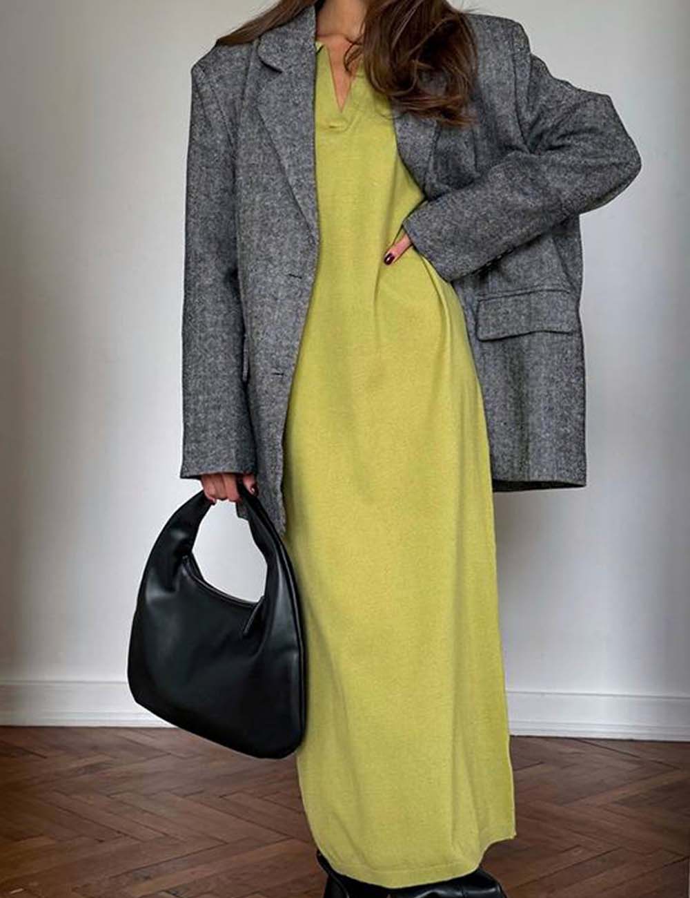 Fall Polo Collar Long Sleeve Maxi Dress