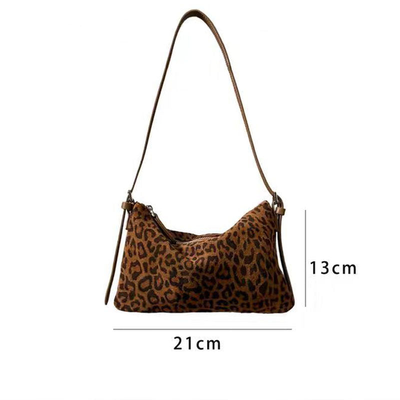 Trendy Suede Leopard Print Crossbody Bag