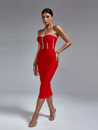 Celeste Midi Dress In Red