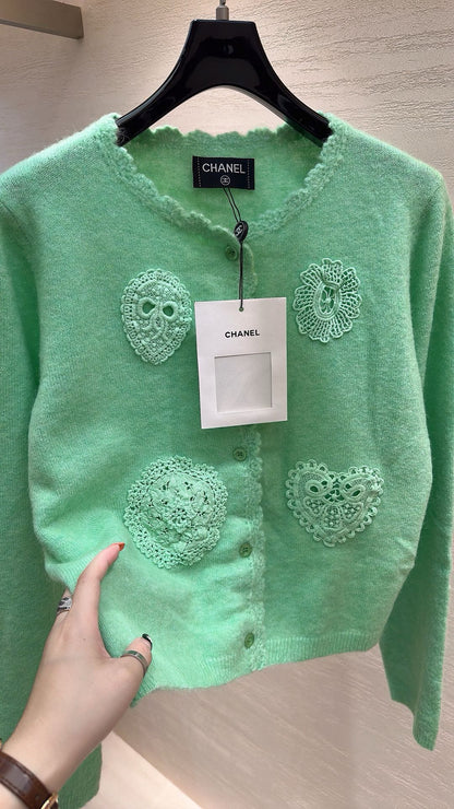 CHANEL MINT GREEN KNIT TOP