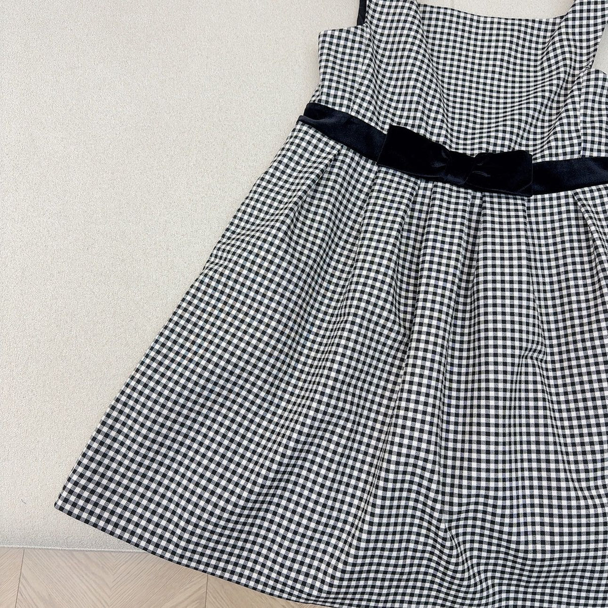 Celine 25 Bow Dress Black mix White Polyester Cotton 607798