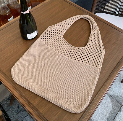 Crochet Tote Bag Women's Shoulder Bag With Mesh
