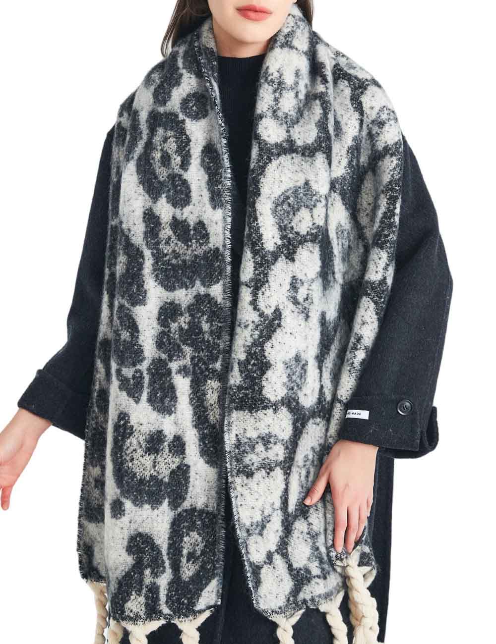 Winter Color Contrast Tassel Thick Warm Scarf