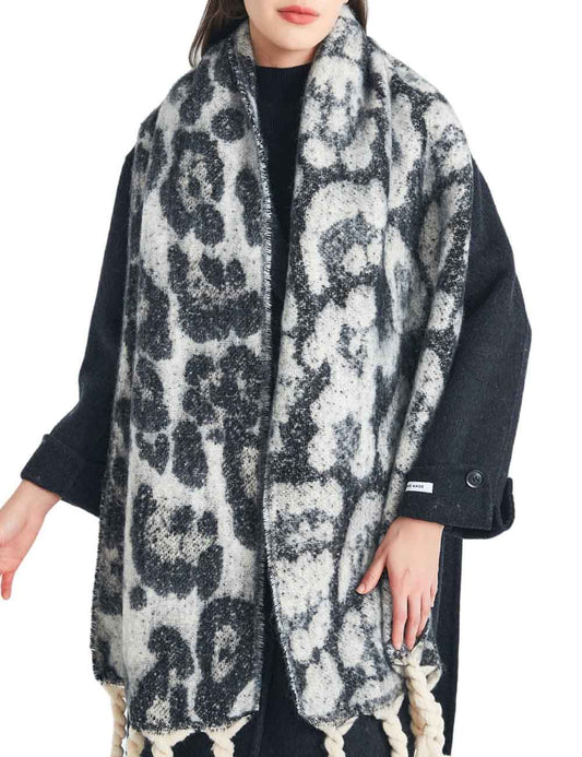 Winter Color Contrast Tassel Thick Warm Scarf