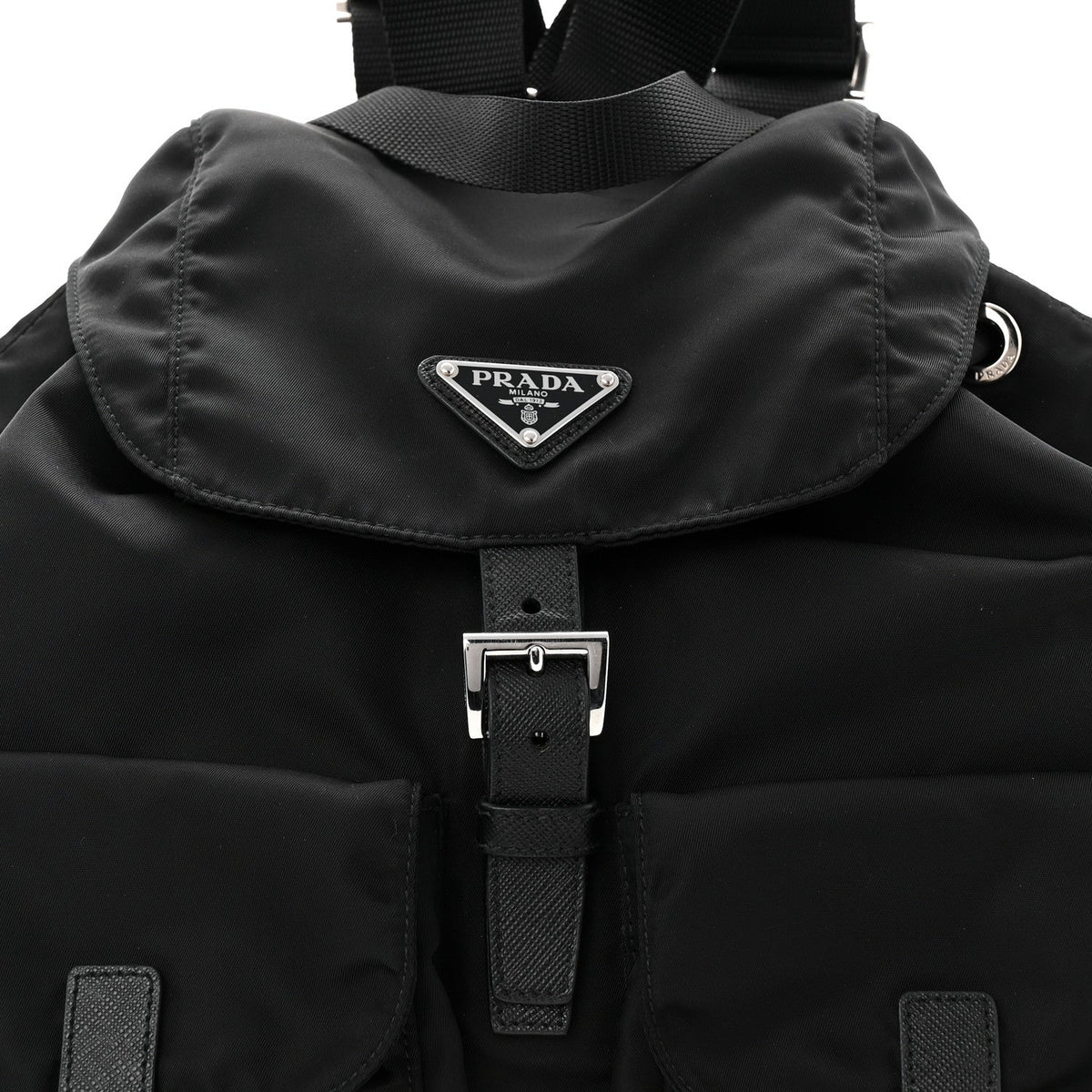 Tessuto Nylon Saffiano Medium Backpack Black