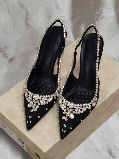 Daisy Crystal Closed-Toe High-Heeled Sandals