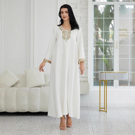 Lace Trim Abaya Robe