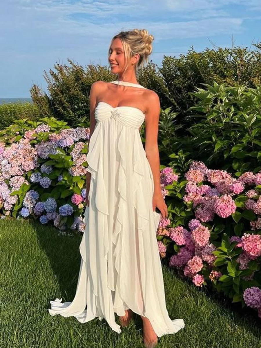 Stella Ruffle Strapless Maxi Dress