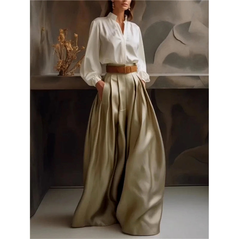 Loose Wide Leg Solid Color Casual Pants Bottoms Trousers