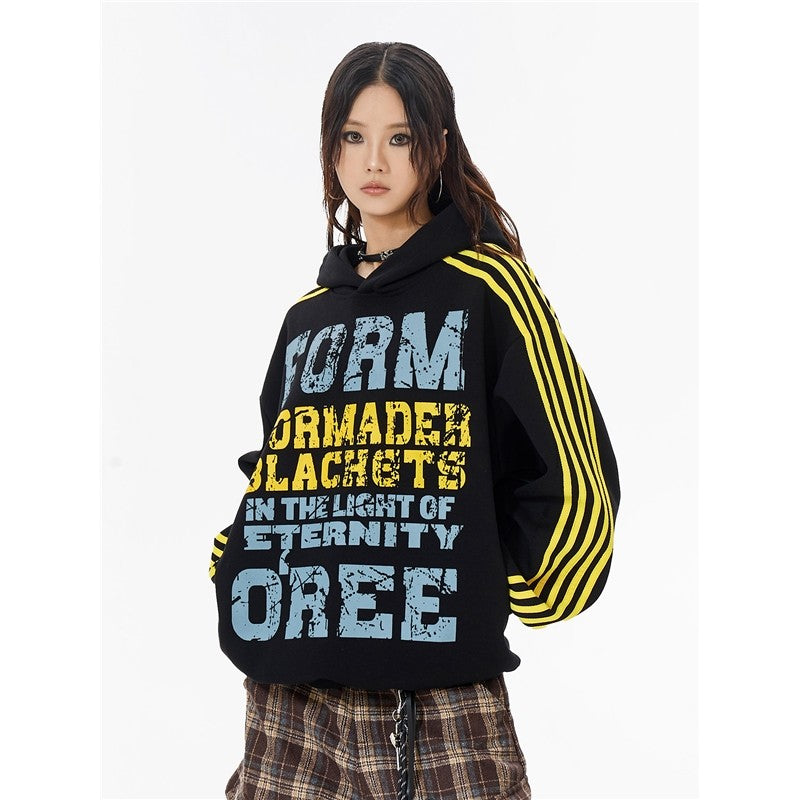 Distressed Letter Print Hoodie
