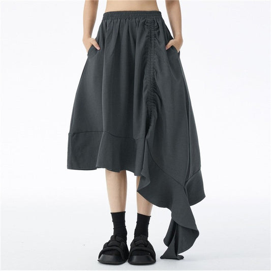 Asymmetrical High-Waisted Midi Skirt
