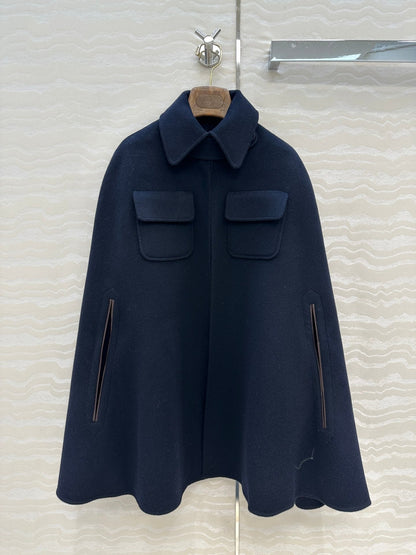 LP 25 Gilda Cape Navy Blue Cashmere Wool 314026