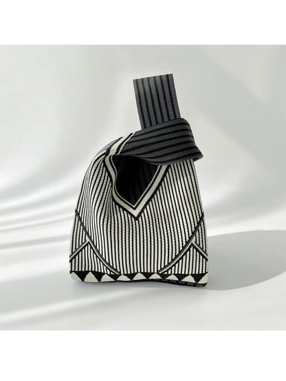 Cosbai - Classic Minimalist Striped Knit Handbag