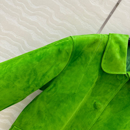 Prada 25 Jacket Green Suede lambskin