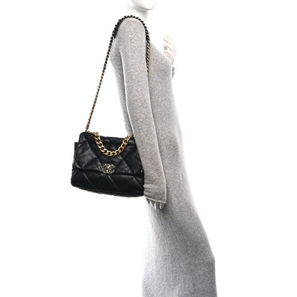 Lambskin Quilted Large Chanel 19 Flap Black