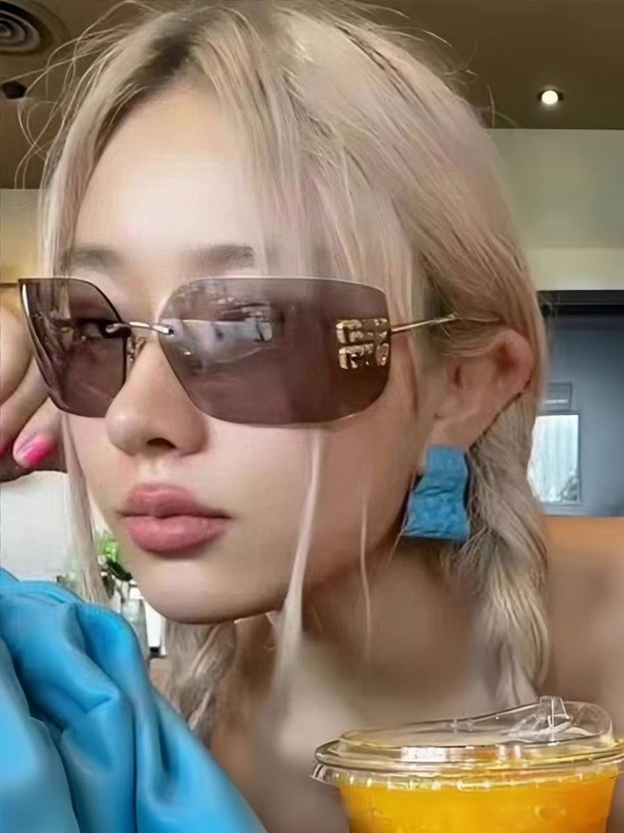 Josephine Curved Lens Rimless Sunglasses
