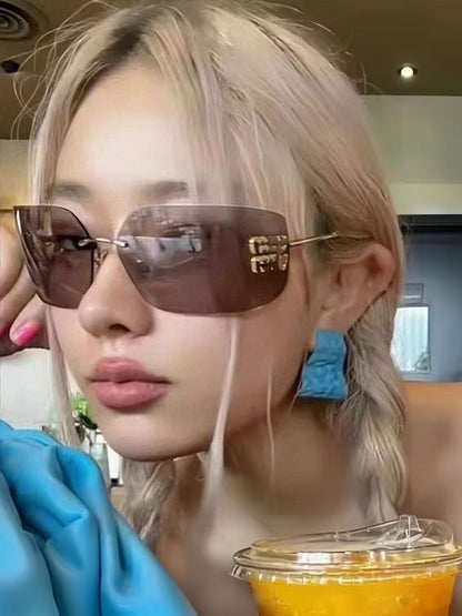 Josephine Curved Lens Rimless Sunglasses