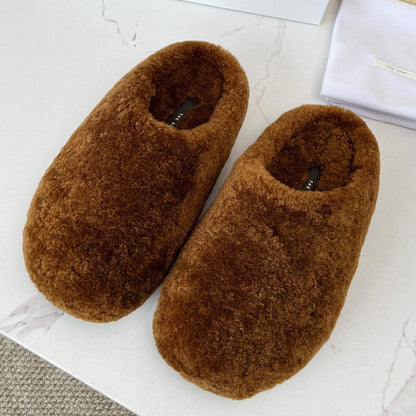 The Row 2025 Retro Oversized Toe Birkenstock Slipper Brown Wool 576032