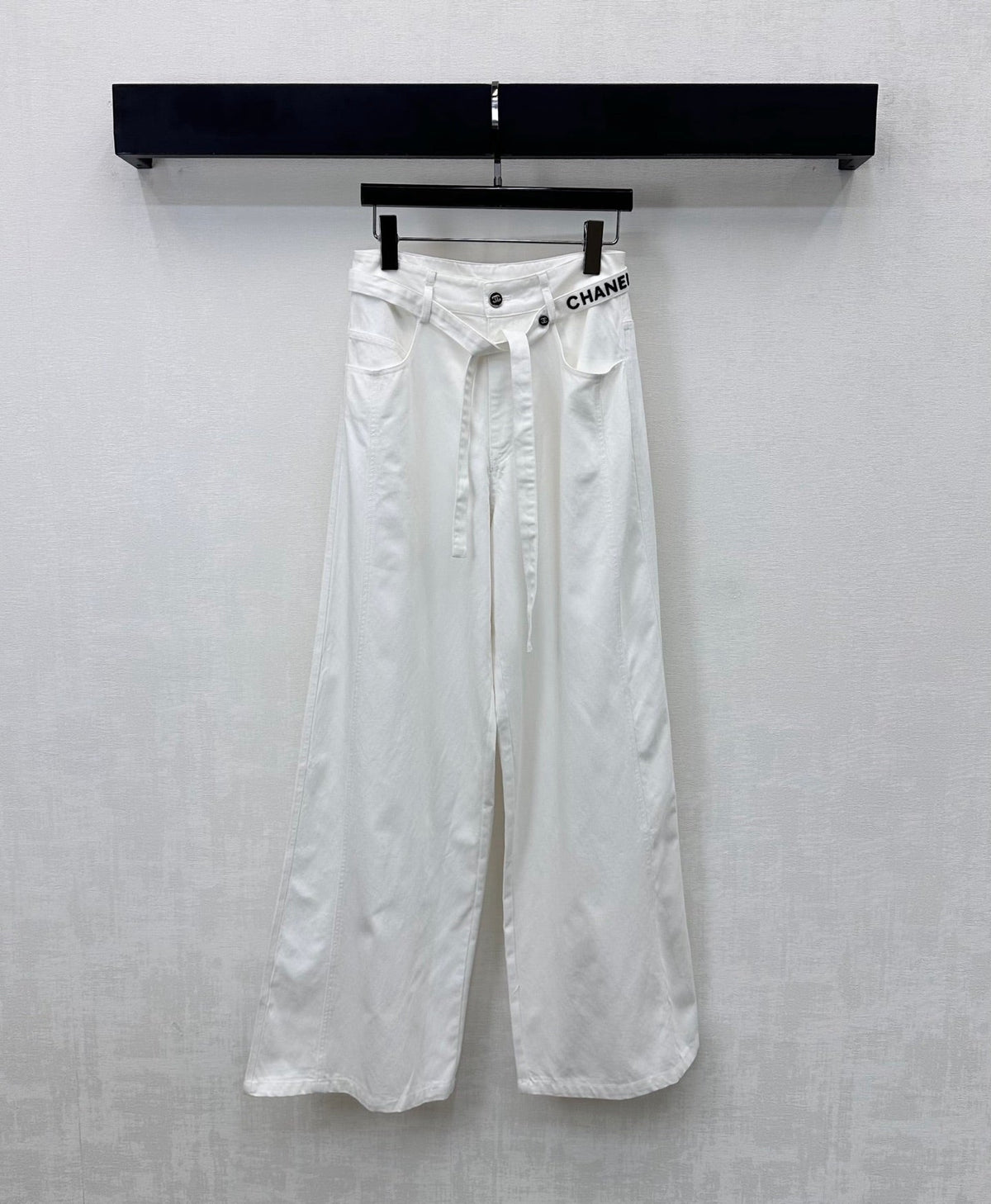 CC Wide-Leg Trousers White Cotton Lyocell 350198