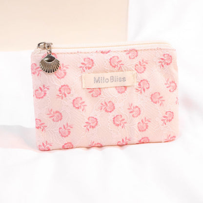 Cute Flower Print Large Capacity Cosmetic Bag