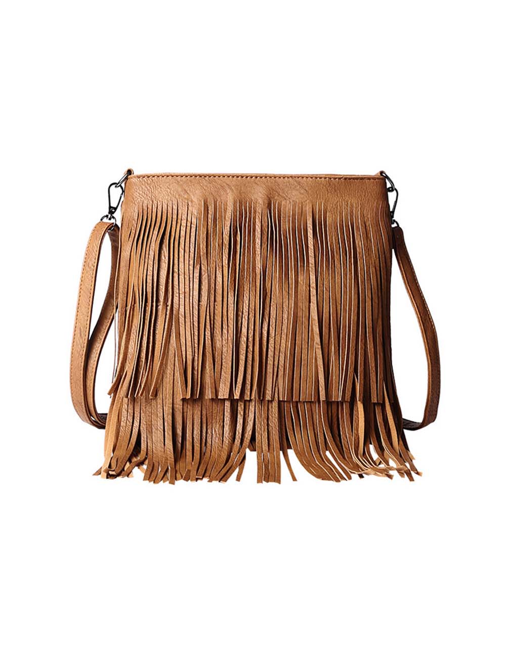 Trendy Leather Fringed Hobo Shoulder Bag