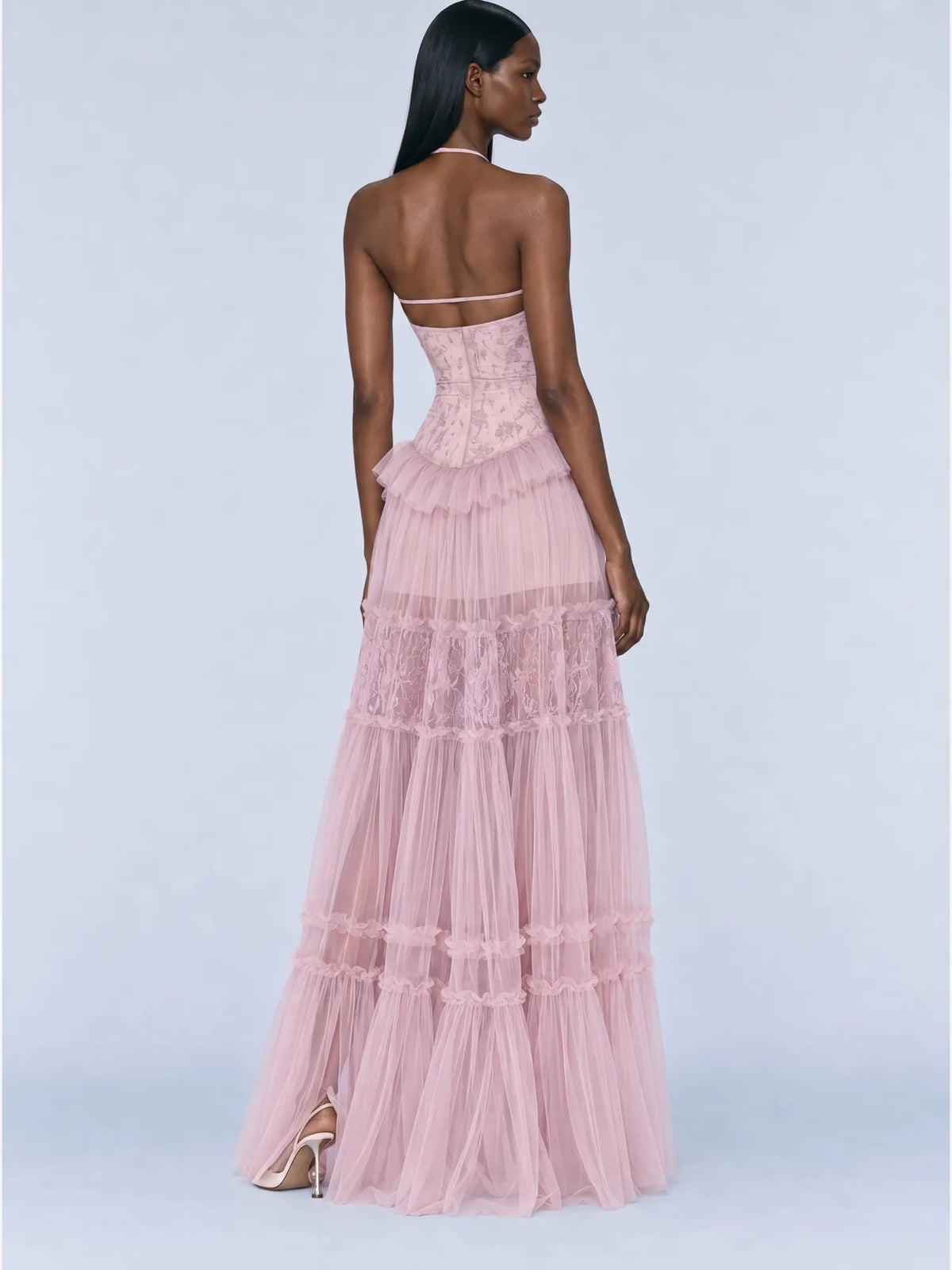 Serafina Lace Detail Tiered Maxi Dress