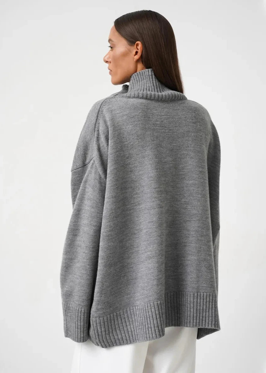 Loose Fit Cotton Knit Turtleneck Sweater