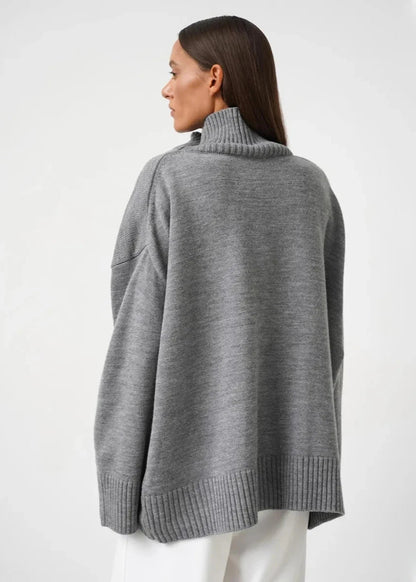 Loose Fit Cotton Knit Turtleneck Sweater