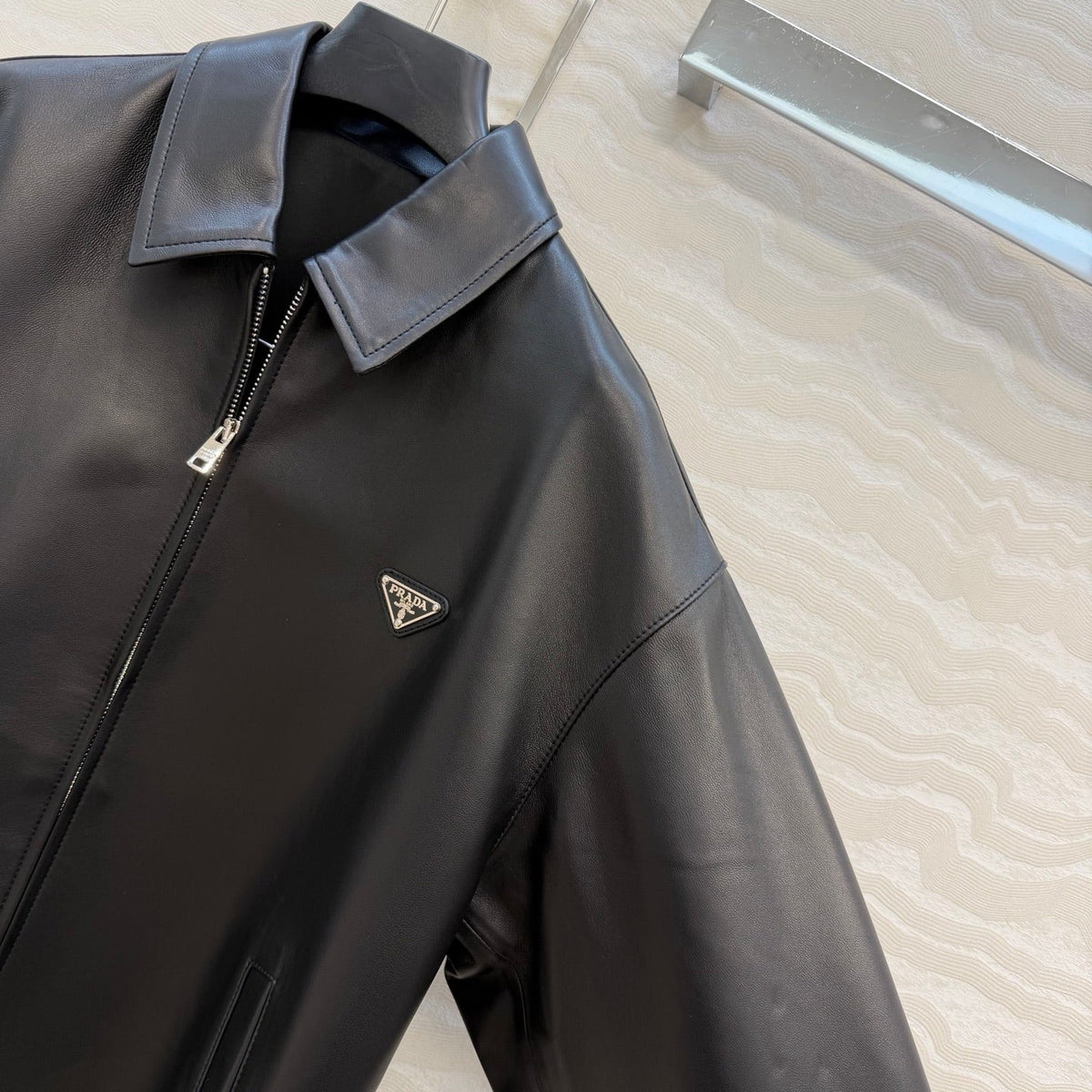 Prada Jacket Black Leather 341209