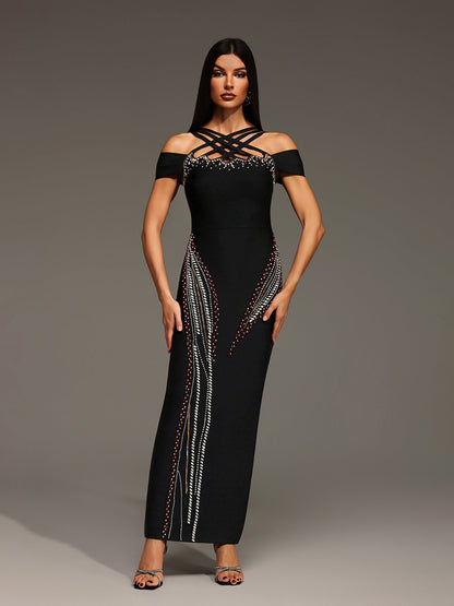 Astrid Sleeveless Diamond Bandage Maxi Dress