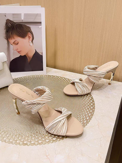 Rose Ruched High-Heeled Sandals