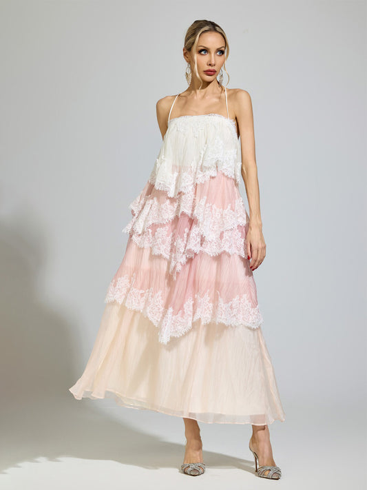 Esmeralda Pink Lace Maxi Dress