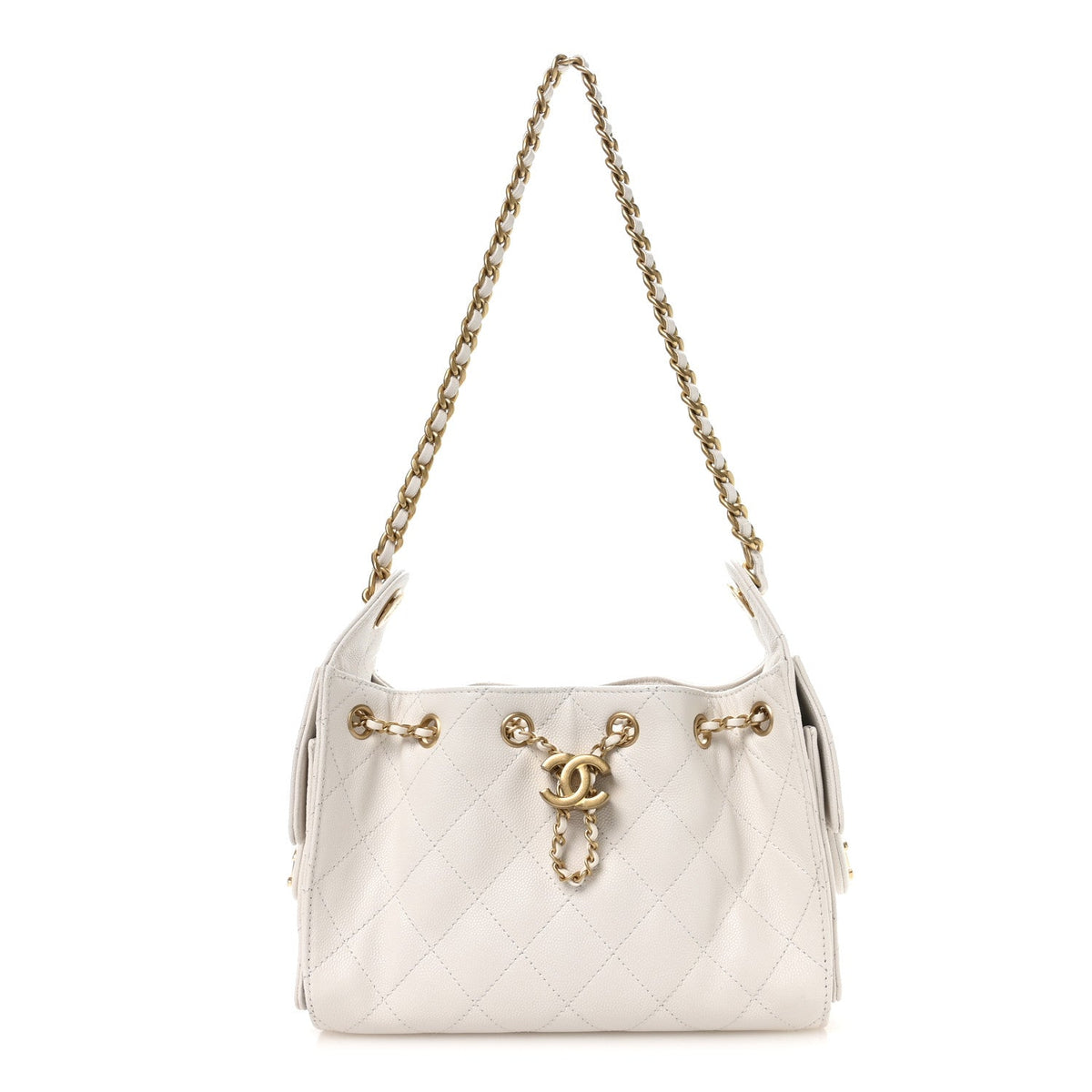 Caviar Quilted Mini Chanel 25 Handbag White