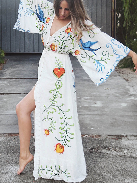 White V Neck Dress