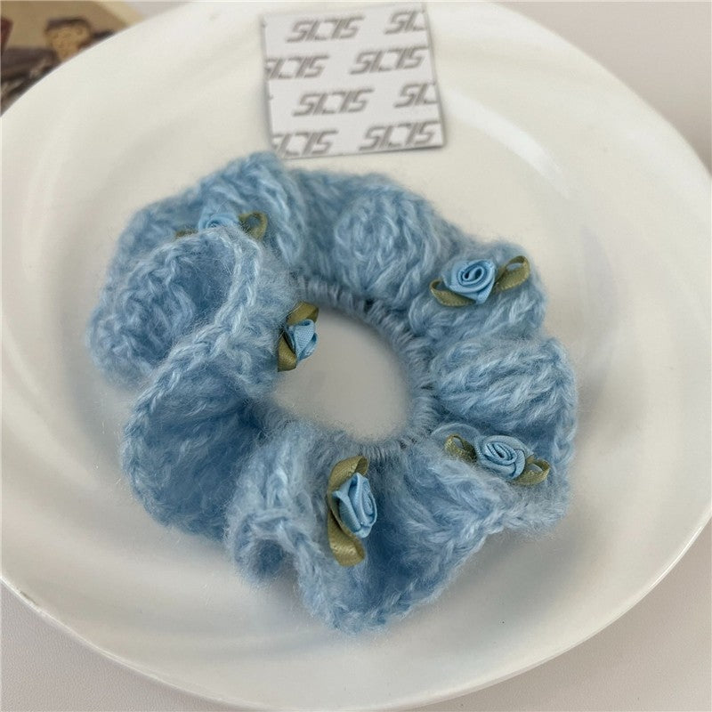 3D Flower Embellished Yarn Hair Tie