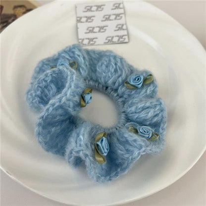 3D Flower Embellished Yarn Hair Tie