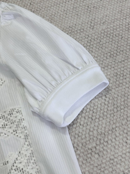 CC 25 Appliqué Short Sleeves T-shirt White Cotton