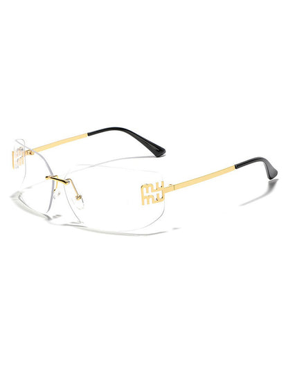 Josephine Curved Lens Rimless Sunglasses