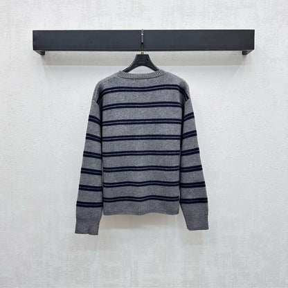 Miu Miu 25 Cardigan Grey Mix Navy Wool 303603